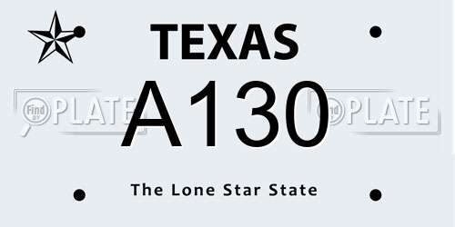 A130 Texas License Plate