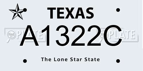A1322C Texas License Plate