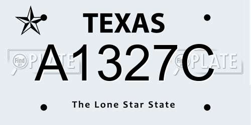 A1327C Texas License Plate