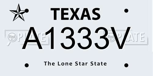 A1333V Texas License Plate