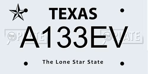 A133EV Texas License Plate
