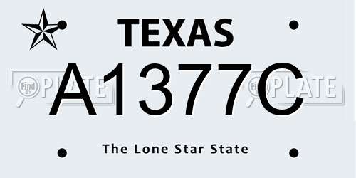 A1377C Texas License Plate