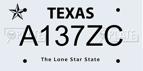 A137ZC Texas License Plate