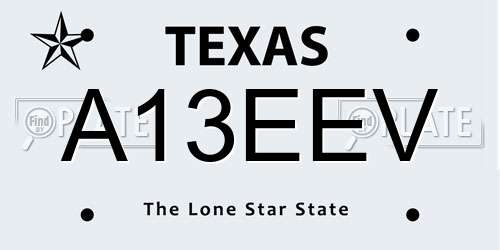 A13EEV Texas License Plate