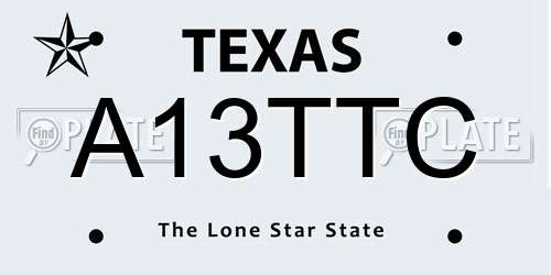 A13TTC Texas License Plate