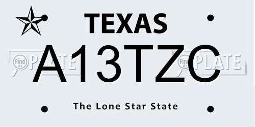 A13TZC Texas License Plate