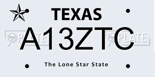 A13ZTC Texas License Plate