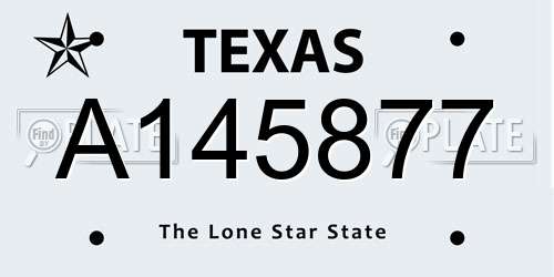 A145877 Texas License Plate