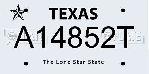 A14852T Texas License Plate