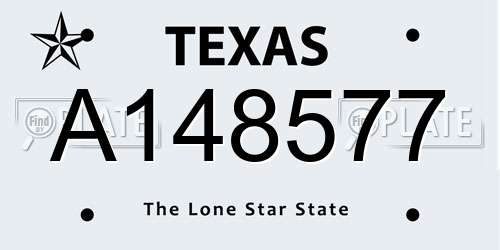 A148577 Texas License Plate