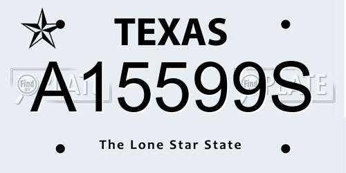 A15599S Texas License Plate