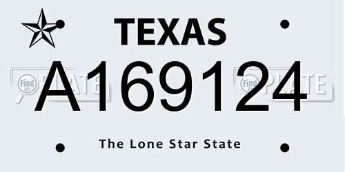 A169124 Texas License Plate
