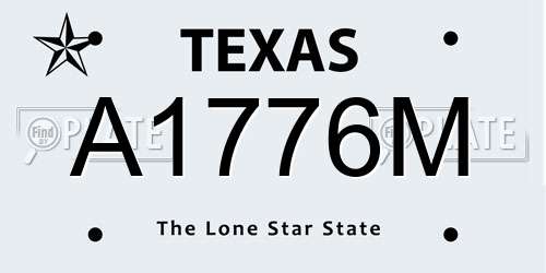 A1776M Texas License Plate