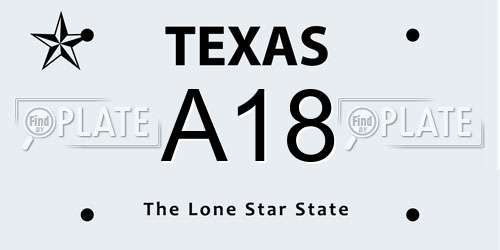 A18 Texas License Plate