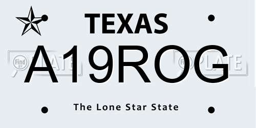 A19ROG Texas License Plate