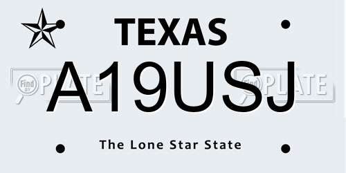 A19USJ Texas License Plate