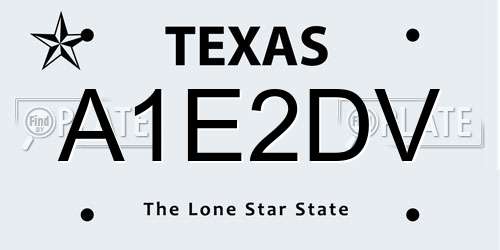 A1E2DV Texas License Plate