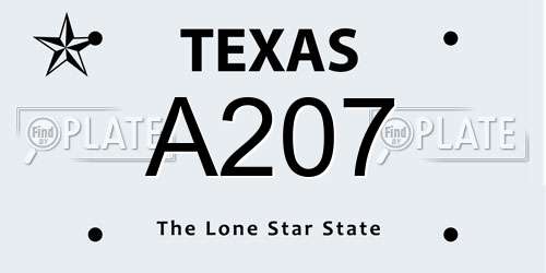 A207 Texas License Plate
