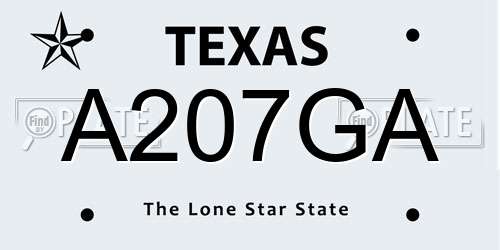 A207GA Texas License Plate