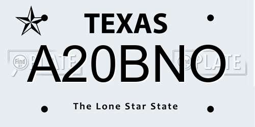 A20BNO Texas License Plate