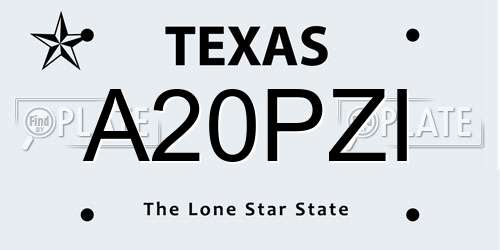 A20PZI Texas License Plate