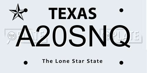 A20SNQ Texas License Plate