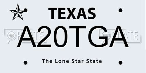 A20TGA Texas License Plate