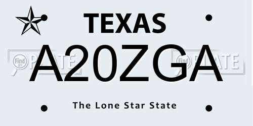 A20ZGA Texas License Plate