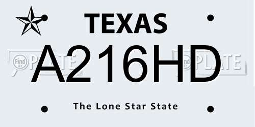 A216HD Texas License Plate