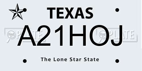 A21HOJ Texas License Plate