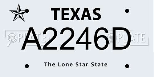 A2246D Texas License Plate