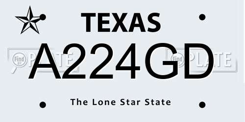 A224GD Texas License Plate