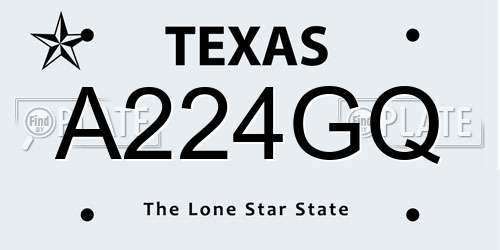 A224GQ Texas License Plate