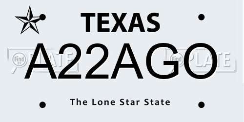 A22AGO Texas License Plate