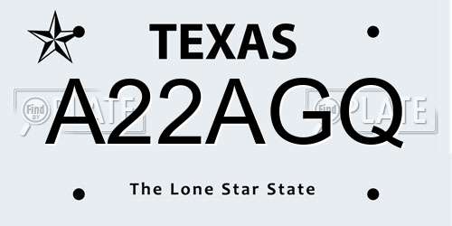 A22AGQ Texas License Plate