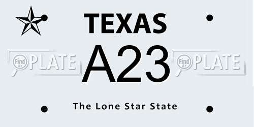 A23 Texas License Plate