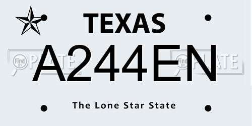 A244EN Texas License Plate
