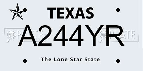 A244YR Texas License Plate