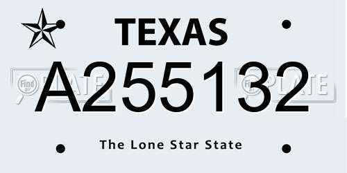A255132 Texas License Plate