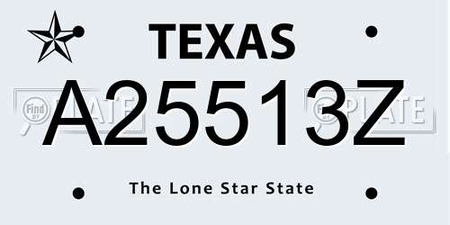 A25513Z Texas License Plate
