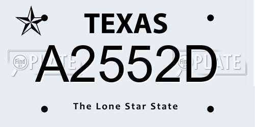 A2552D Texas License Plate