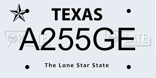 A255GE Texas License Plate