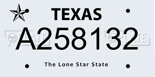 A258132 Texas License Plate