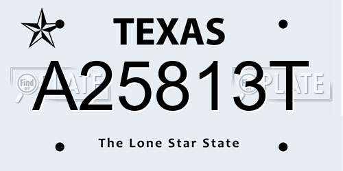 A25813T Texas License Plate