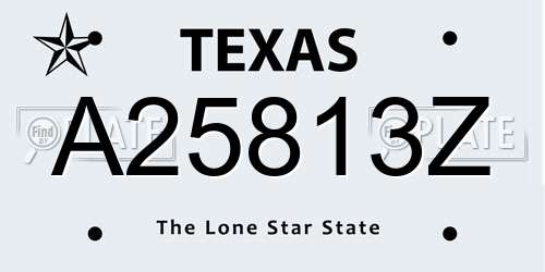 A25813Z Texas License Plate