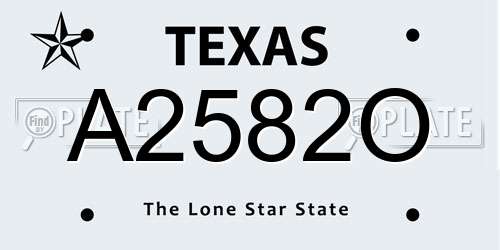A2582O Texas License Plate
