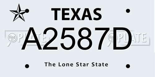 A2587D Texas License Plate