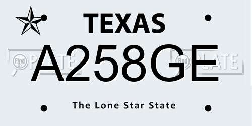 A258GE Texas License Plate