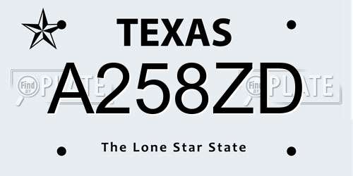 A258ZD Texas License Plate