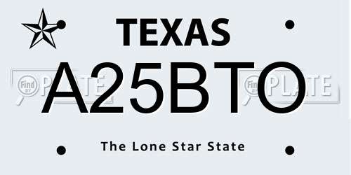 A25BTO Texas License Plate